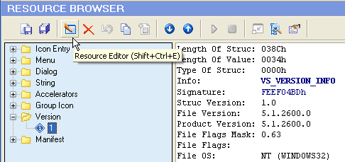 Нажмите кнопку Resource Editor