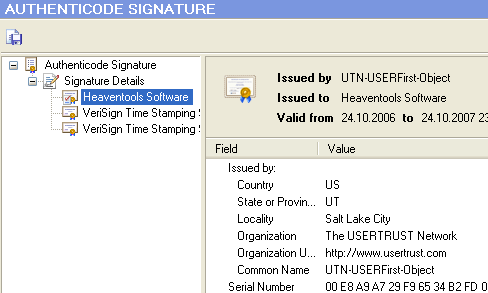 Просмотр деталей сертификата Code Signing Certificate Chain