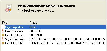 Цифровая подпись недействительна Code has been tampered